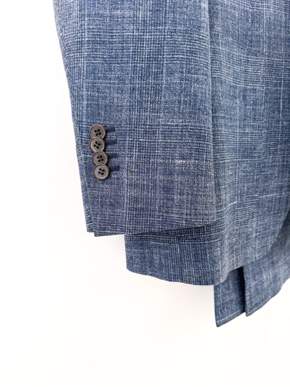 Suitsupply Hudson E. Thomas Wool Silk Linen Suit Blue Plaid Textured Weave 38R - Picture 6 of 16